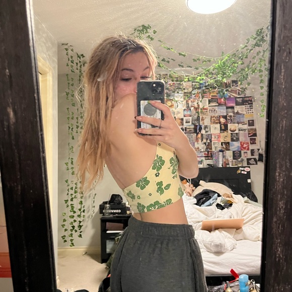 Garage Hawaiian Flower Halter Top - Picture 1 of 3